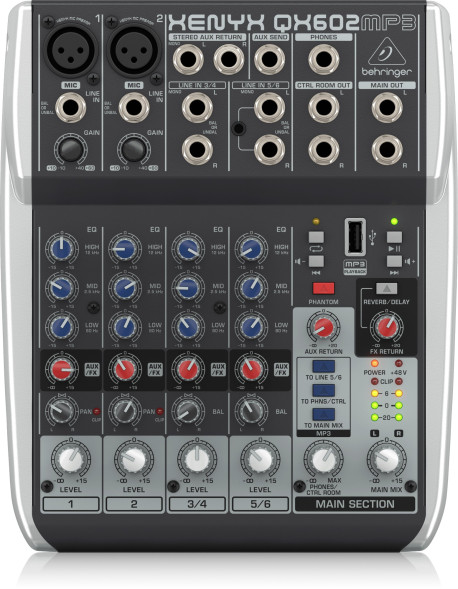 Аналоговый микшерный пульт Behringer XENYX QX602MP3